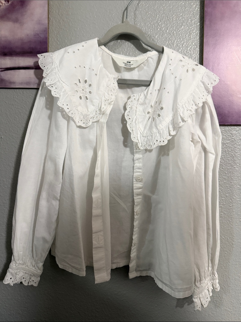 HM girls size 7 years cotton button up shirt long sleeve white blouse preloved